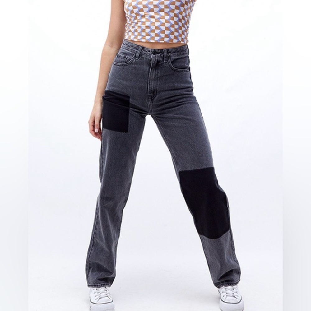 PacSun Eco Grey Patchwork 90’s Boyfriend High Rise Jeans Size 25